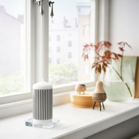 IKEA FENOMEN - blok mum, 45 saat (çizgili-siyah beyaz)