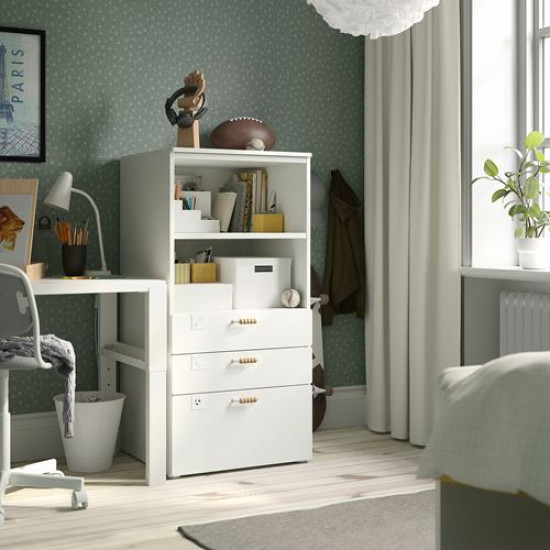 IKEA PLATSA/SMÅSTAD - çocuk şifonyeri, 60x55x123 cm (beyaz)