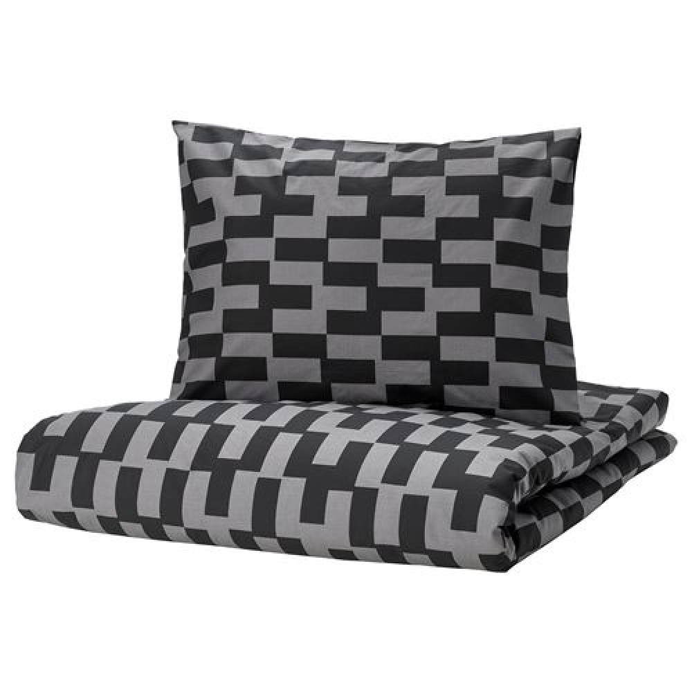 IKEA BLÅSKATA - çocuk nevresim takımı, 150x200/50x60 cm (gri-siyah)