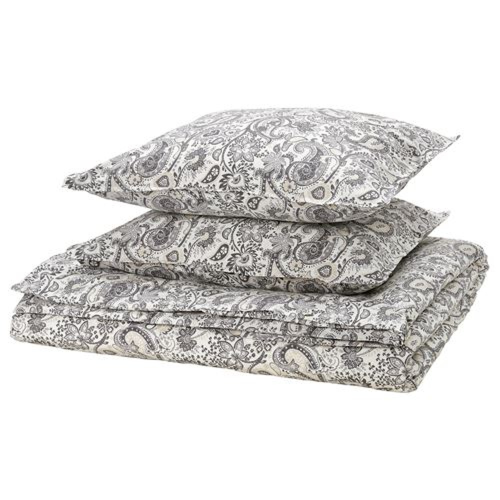 IKEA RODGERSIA - çift kişilik nevresim seti, 240x220/50x60 cm (gri-beyaz)