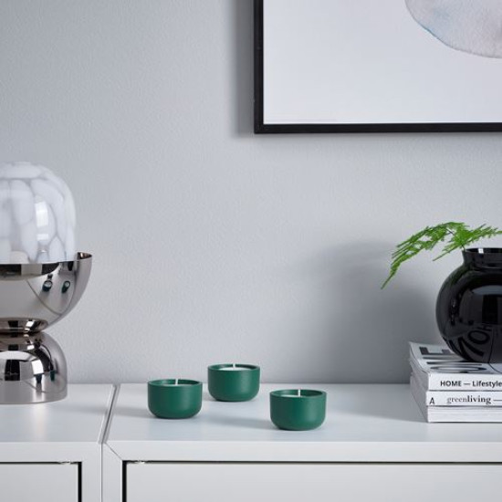 IKEA HEDERVÄRD - tealight mumluk, 3 cm (koyu turkuaz)