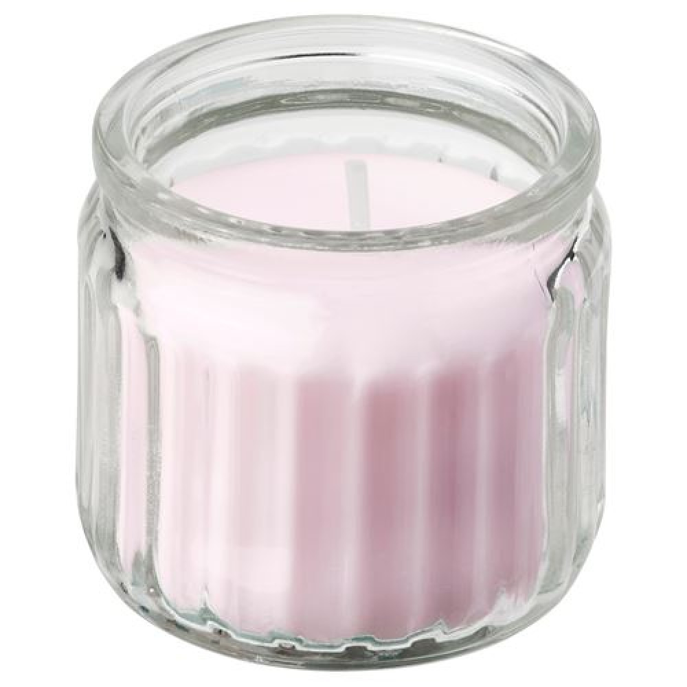 IKEA LUGNARE - bardakta kokulu mum, 12 saat (pembe)
