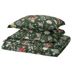 IKEA NÄSSELKLOCKA - çift kişilik nevresim seti, 240x220/50x60 cm (koyu gri-yeşil-çok renkli)