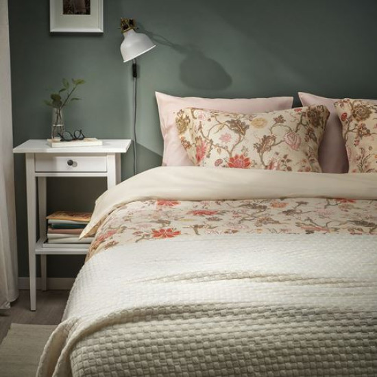 IKEA NÄSSELKLOCKA - tek kişilik nevresim seti, 150x200/50x60 cm (açık gri-bej-çok renkli)