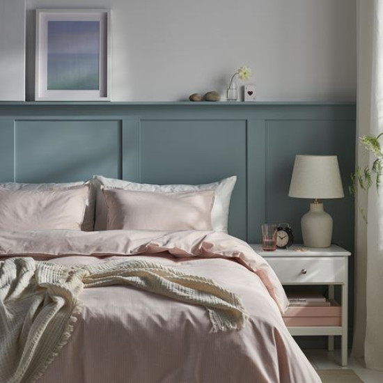 IKEA BERGPALM - çift kişilik nevresim seti, 240x220/50x60 cm (açık pembe-çizgili)