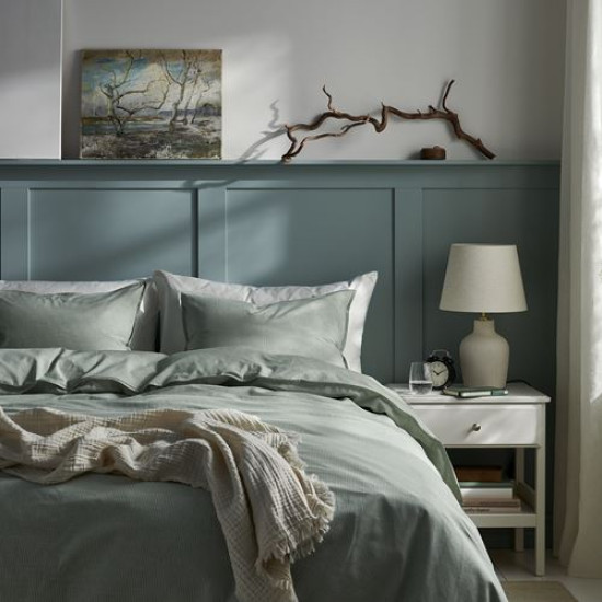 IKEA BERGPALM - çift kişilik nevresim seti, 240x220/50x60 cm (çizgili yeşil) çizgili yeşil