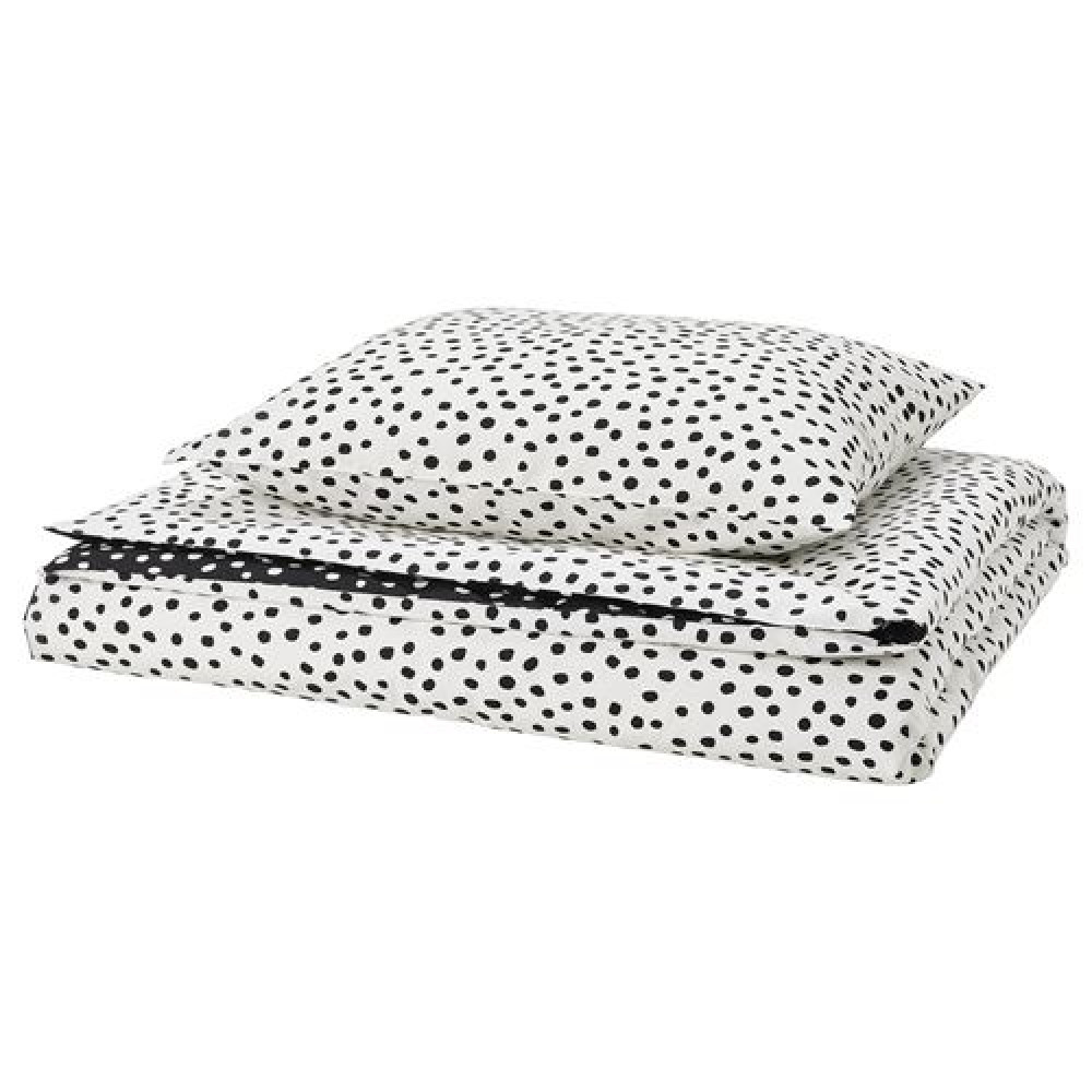 IKEA BJÖRKGRAMAL - tek kişilik nevresim seti, 150x200/50x60 cm (siyah-beyaz)