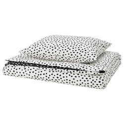 IKEA BJÖRKGRAMAL - tek kişilik nevresim seti, 150x200/50x60 cm (siyah-beyaz)