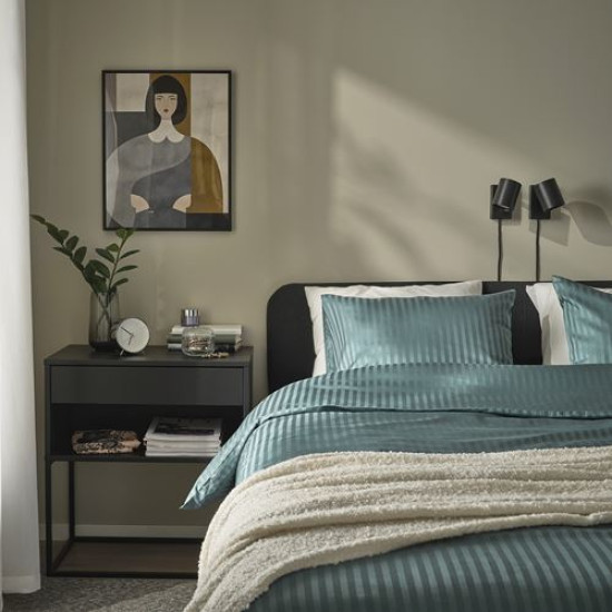 IKEA NATTJASMIN - tek kişilik nevresim seti, 150x200/50x60 cm (mavi-yeşil)