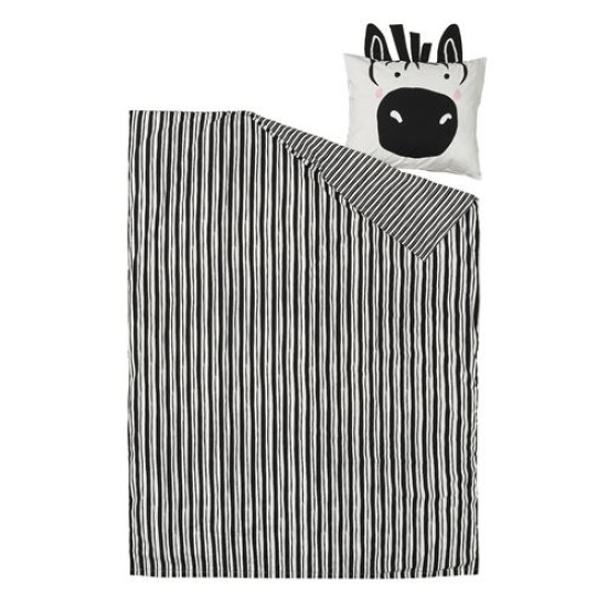 IKEA NATTHAGER - çocuk nevresim takımı, 150x200/50x60 cm (siyah-beyaz) siyah-beyaz