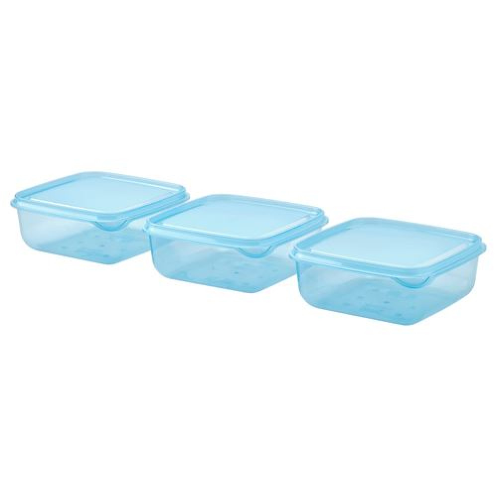 PRUTA - plastik saklama kabı seti, 0,6 lt (mavi)