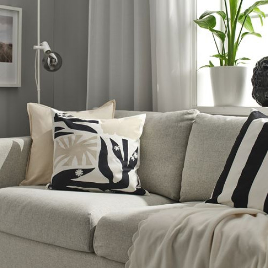 IKEA DRABOR - kırlent kılıfı, 50x50 cm (siyah-bej)