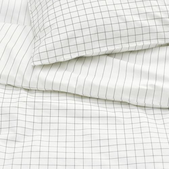 ikea-doftakleja-çift-kişilik-nevresim-seti-240x220-50x60-cm-beyaz-antrasit-beyaz-antrasit