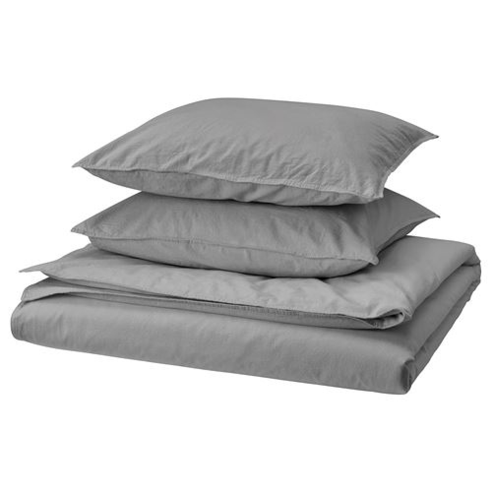 IKEA ÄNGSLILJA - çift kişilik nevresim seti, 240x220/50x60 cm (gri)