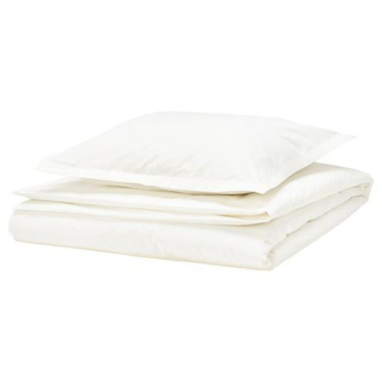 IKEA HAMPFLOCKEL - tek kişilik nevresim seti, 150x200/50x60 cm (beyaz)