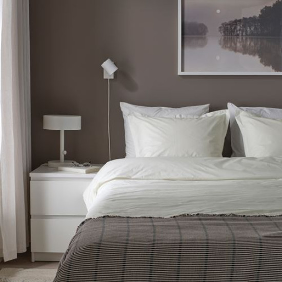 IKEA HAMPFLOCKEL - tek kişilik nevresim seti, 150x200/50x60 cm (beyaz)