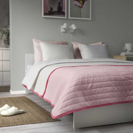 ikea-vetejordfly-yatak-örtüsü-260x250-cm-pembe-beyaz-pembe-beyaz