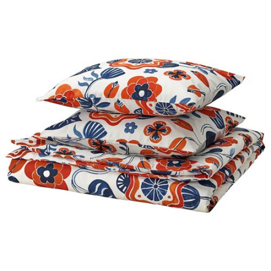 IKEA KANONVISKA - çift kişilik nevresim seti, 240x220/50x60 cm (beyaz-çok renkli) beyaz-çok renkli