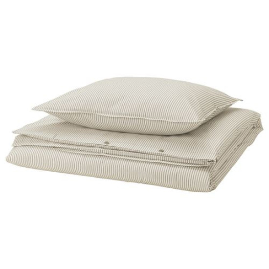 IKEA SOLFIBBLA - tek kişilik nevresim seti, 150x200/50x60 cm (bej-beyaz) bej-beyaz