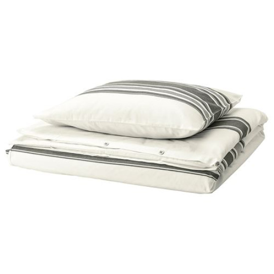 IKEA JÄTTEFRÄKEN - tek kişilik nevresim seti, 150x200/50x60 cm (beyaz-koyu gri) beyaz-koyu gri