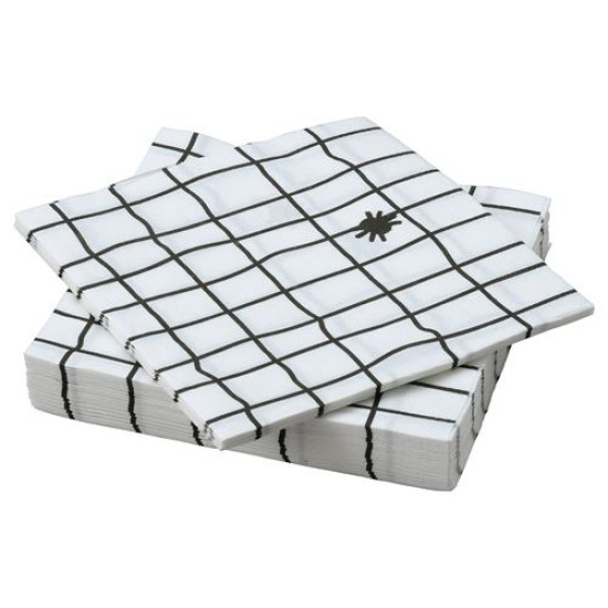 ikea-kustfyr-desenli-peçete-33x33-cm-beyaz-siyah-beyaz-siyah