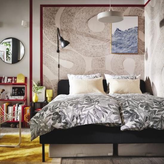 IKEA BROKDRACENA - tek kişilik nevresim seti, 150x200/50x60 cm (siyah-beyaz)