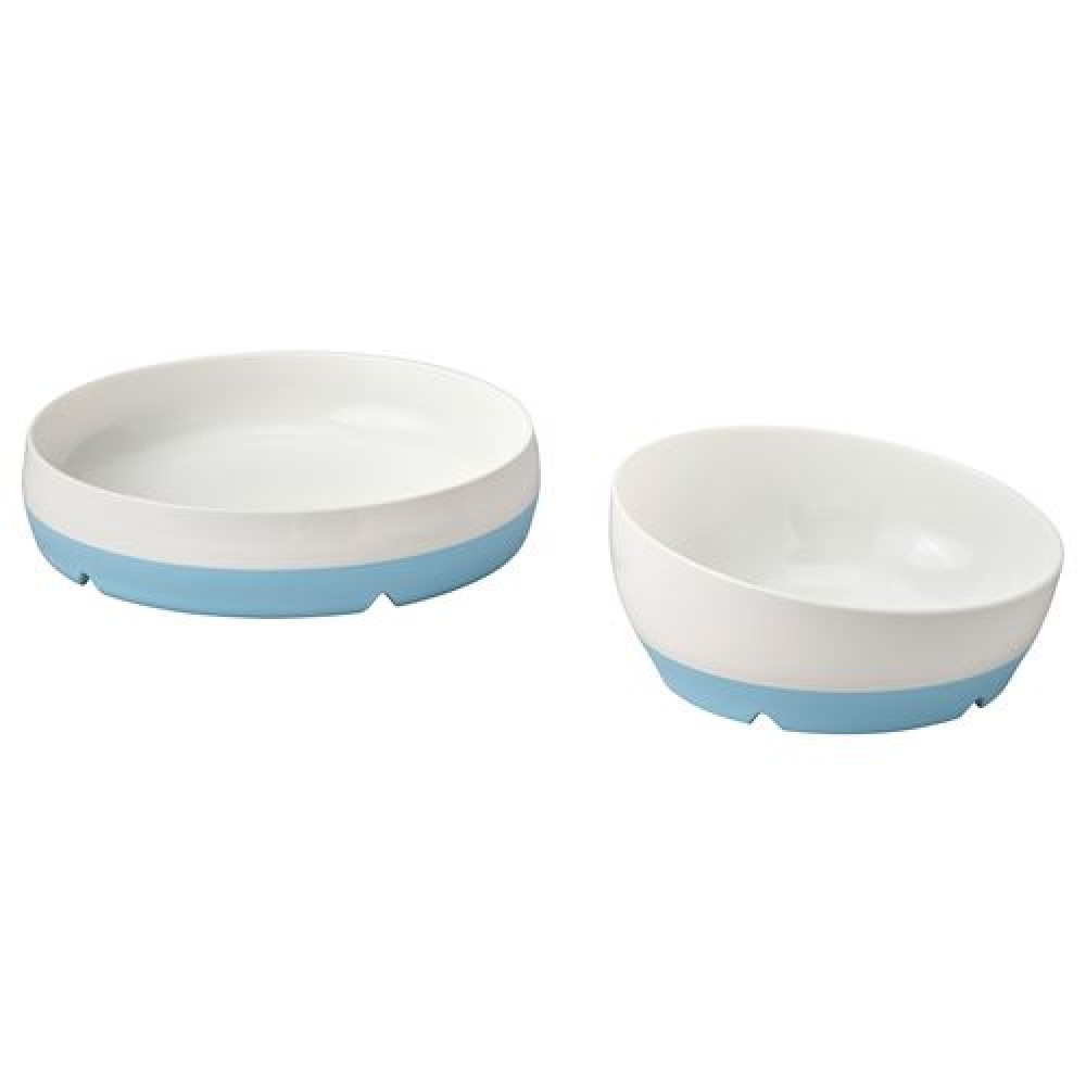 IKEA BÖRJA - çocuk tabak ve kasesi (beyaz-mavi)