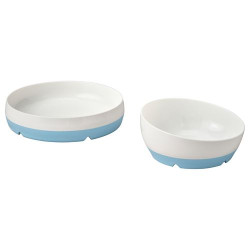 IKEA BÖRJA - çocuk tabak ve kasesi (beyaz-mavi)