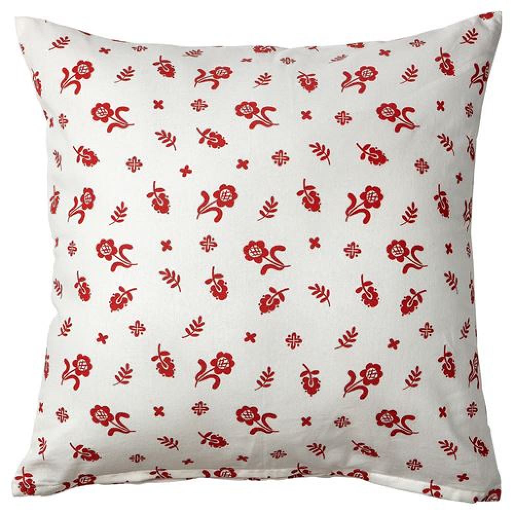 IKEA TÅGSÄCKMAL - kırlent kılıfı, 50x50 cm (beyaz-kırmızı)