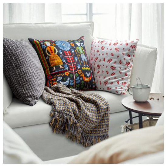 IKEA TÅGSÄCKMAL - kırlent kılıfı, 50x50 cm (beyaz-kırmızı) beyaz-kırmızı