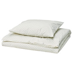 IKEA BANDKNIPPE - tek kişilik nevresim seti, 150x200/50x60 cm (beyaz-yeşil)