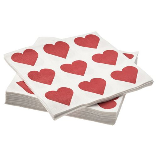 ikea-vinterfint-desenli-peçete-33x33-cm-kalp-beyaz-kırmızı-kalp-beyaz-kırmızı
