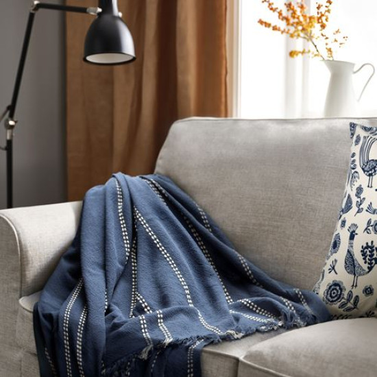 IKEA KRUTBRÄNNARE - örtü, 130x170 cm (mavi-kırık beyaz)