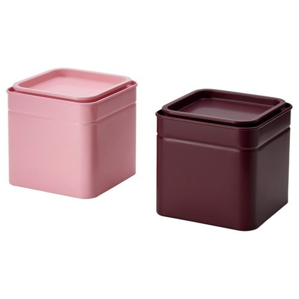 BLOMNING - gıda saklama kutusu, 10x10x10 cm (kahverengi kırmızı-pembe)