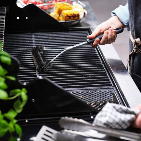IKEA GRILLTIDER - barbekü-ızgara temizleme fırçası, 35 cm (paslanmaz çelik-siyah) paslanmaz çelik-siyah