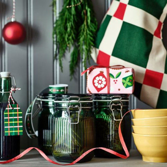 VINTERFINT - kapaklı cam kavanoz, 1 lt (cam-yeşil) cam-yeşil