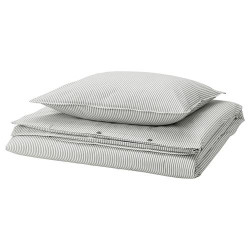 IKEA SOLFIBBLA - tek kişilik nevresim seti, 150x200/50x60 cm (gri-beyaz)