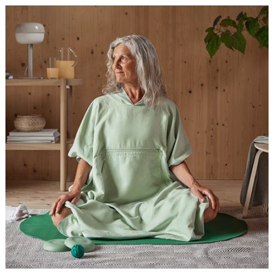 IKEA DAJLIEN - kapüşonlu banyo pançosu, 110 cm (açık yeşil)