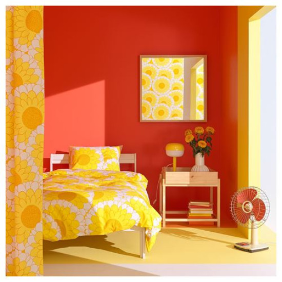 IKEA KRANSMALVA - tek kişilik nevresim seti, 150x200/50x60 cm (sarı)