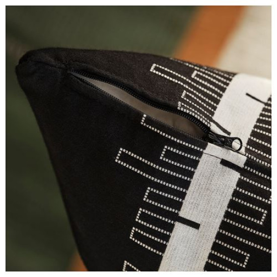 IKEA STOCKHOLM 2025 - kırlent kılıfı, 50x50 cm (siyah-kırık beyaz) siyah-kırık beyaz