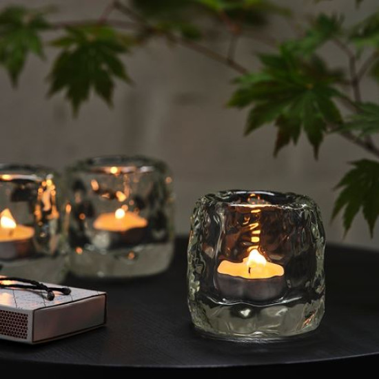 IKEA STOCKHOLM 2025 - tealight mumluk, 8 cm (saydam cam)