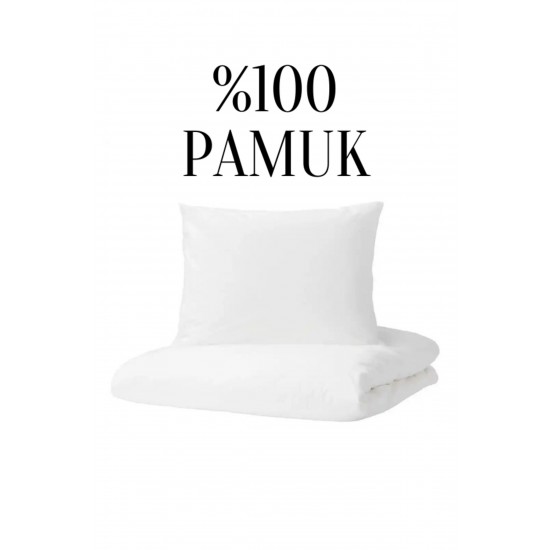 IKEA DVALA Çift Kişilik Nevresim Seti,% 100 PAMUK, Beyaz, 240x220/50x60 cm