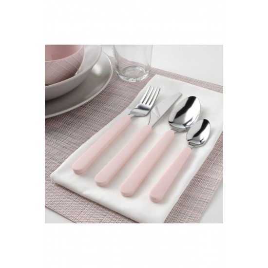 Ikea Upphöjd Çatal,Kaşık,Bıçak Takımı 16 Parça, Pembe