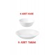 Oftast 6 Adet Çap 20 Cm Yemek Tabağı+6 Adet Çap 15 Cm Kase Ikea Temperli Cam