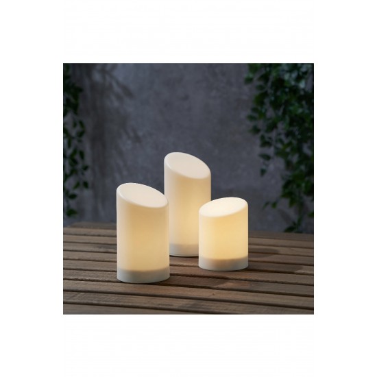 IKEA Adellövskog Beyaz 3 Adet Led'li Blok Mum
