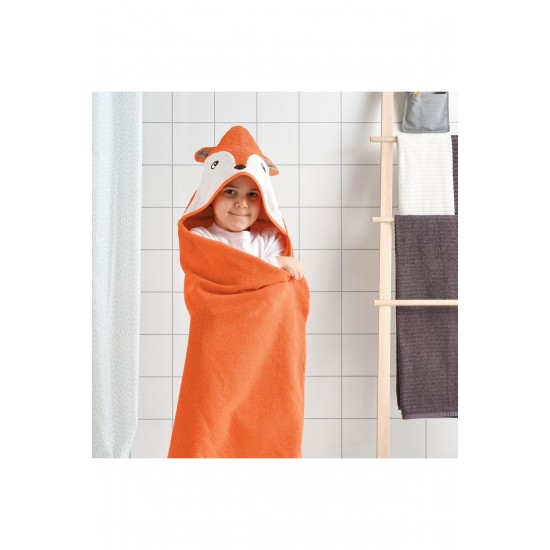 BRUMMIG çocuk banyo havlusu, turuncu, 70x140 cm, başlıklı