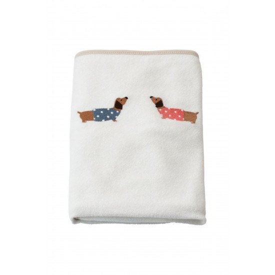 Bebek Alt Değiştirme Pedi Kılıfı,  Beyaz Renk Köpek Temalı 55x83 Cm Pamuk, kentsoylu