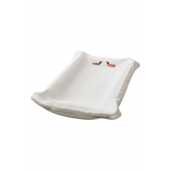 Bebek Alt Değiştirme Pedi Kılıfı,  Beyaz Renk Köpek Temalı 55x83 Cm Pamuk, kentsoylu