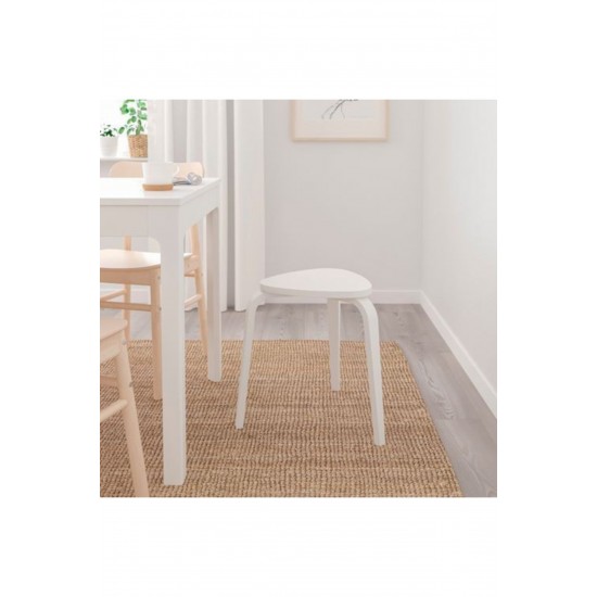 IKEA Beyaz Renk Tabure 42x48x45 Cm   Huş Ağacı Tabure-sandalye Tekli