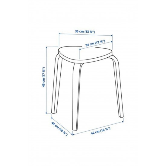 IKEA Beyaz Renk Tabure 42x48x45 Cm   Huş Ağacı Tabure-sandalye Tekli